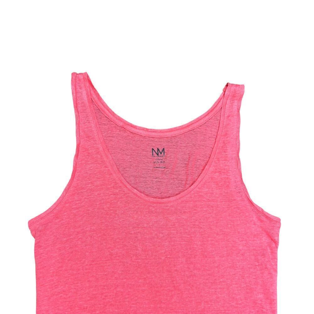 Neiman Marcus NM Luxury Essentials 100% Linen Tank Top Coral Pink Orange Shirt - Picture 3 of 6